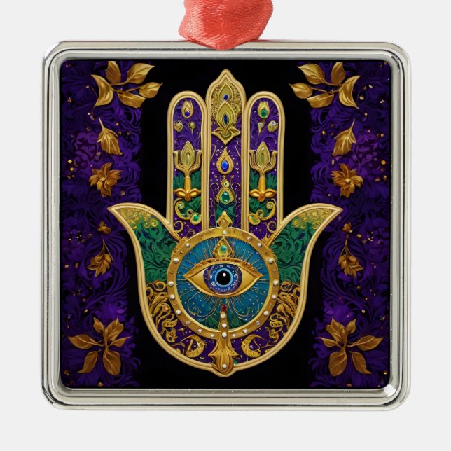 Verziert Gold Third Eye Hamsa Ornament Aus Metall (Vorne)