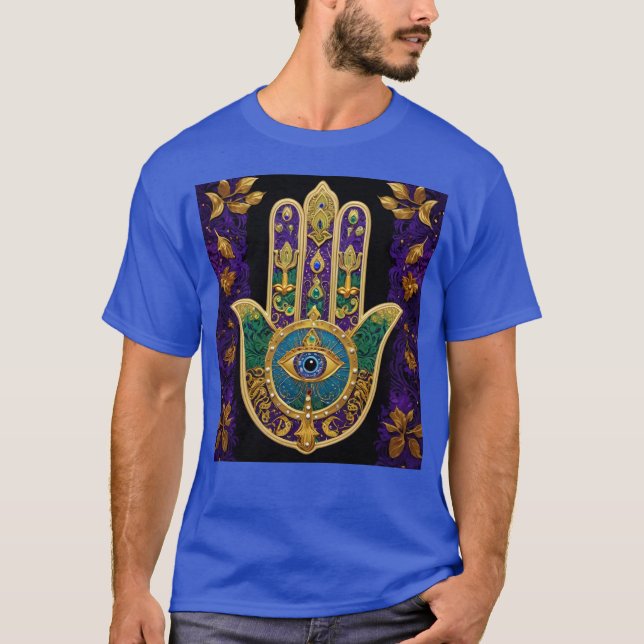 Verziert Gold Third Eye Hamsa T-Shirt (Vorderseite)