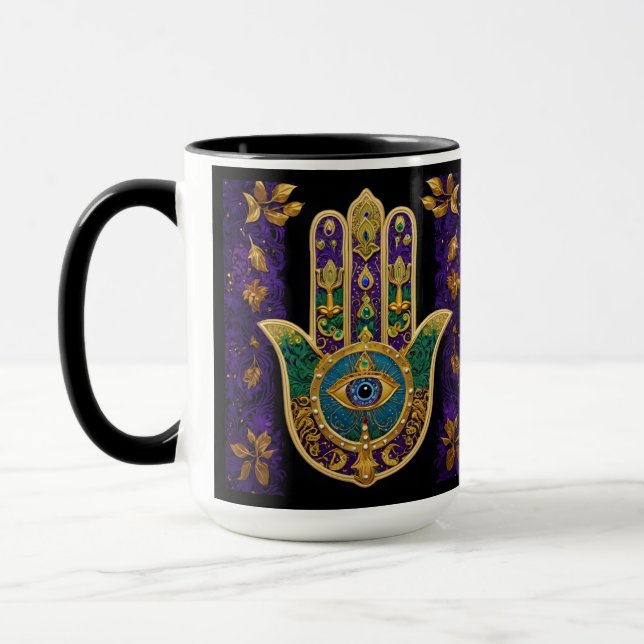 Verziert Gold Third Eye Hamsa Tasse (Links)