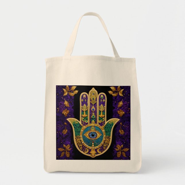Verziert Gold Third Eye Hamsa Tragetasche (Vorne)