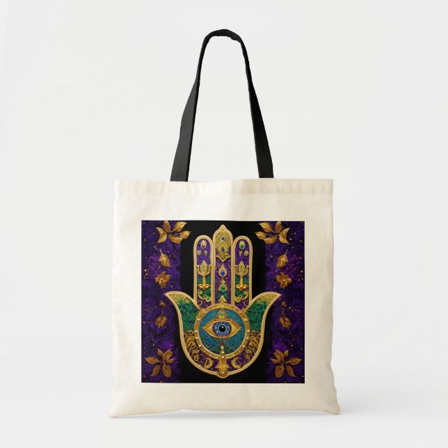 Verziert Gold Third Eye Hamsa Tragetasche (Vorne)