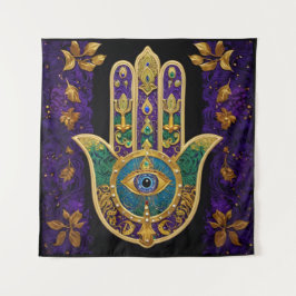 Verziert Gold Third Eye Hamsa Wandteppich