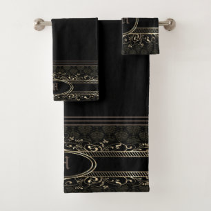 Verziert Gothic-Mit Monogramm Badhandtuch Set