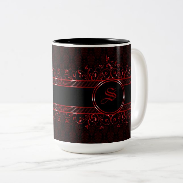 Verziert-Gothic-Mit Monogramm Zweifarbige Tasse (VorderseiteRechts)