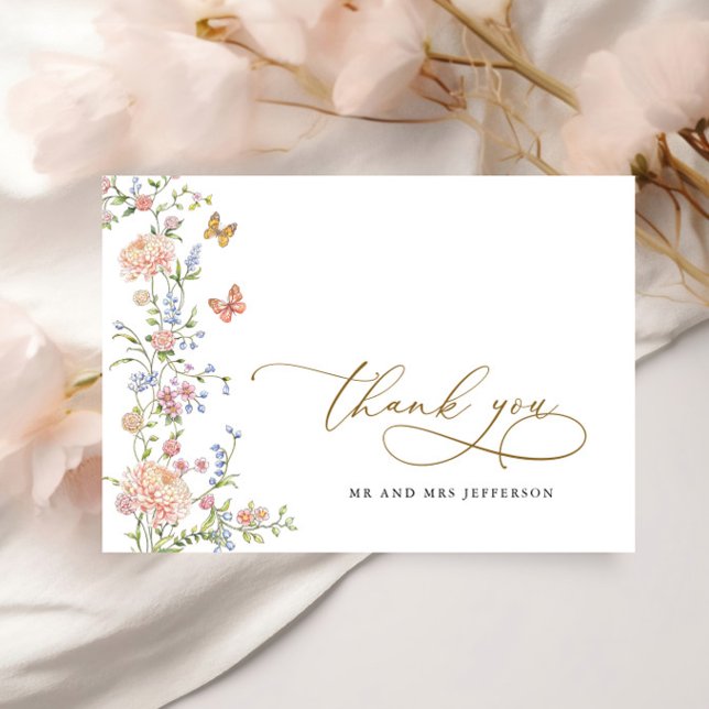 Verziert Grace Pastel Blush Bloral Wedding Vielen  Dankeskarte (Von Creator hochgeladen)