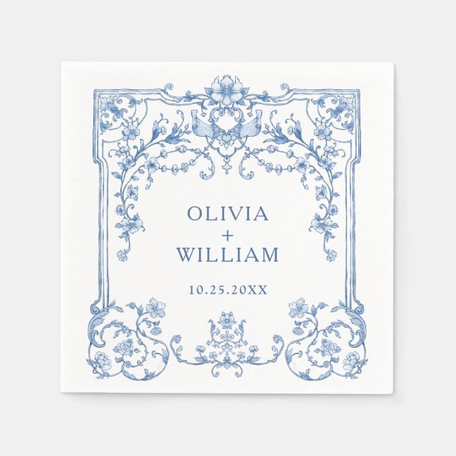Verziert Grace Viktorianisch Bläserblüten Hochzeit Serviette (Vorderseite)
