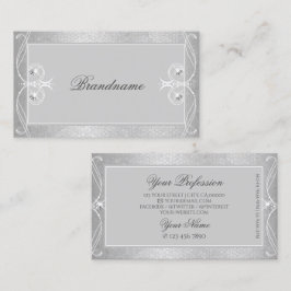 Verziert Gray Silver Mosaic Sparkle Jewels Ornamen Visitenkarte