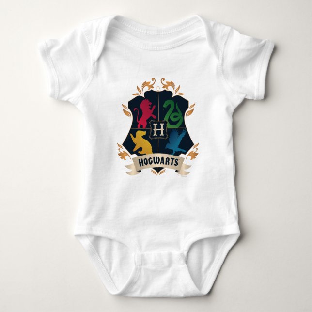Verziert HOGWARTS™ House Wappen Baby Strampler (Vorderseite)