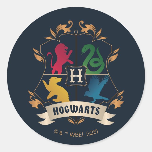 Verziert HOGWARTS™ House Wappen Runder Aufkleber (Vorderseite)