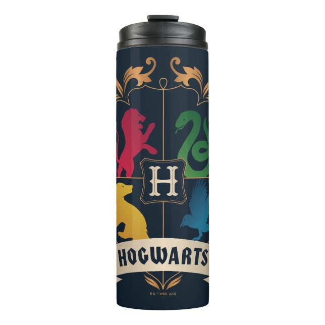 Verziert HOGWARTS™ House Wappen Thermosbecher (Vorderseite)