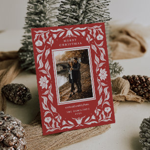 Verziert Holiday Botanisches Foto Weihnachtskarte Feiertagskarte