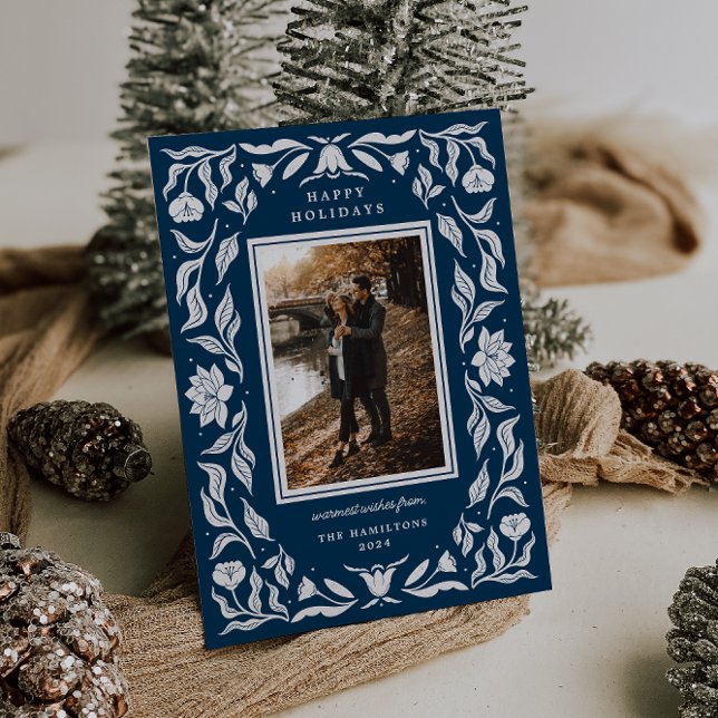 Verziert Holiday Botanisches Foto Weihnachtskarte Feiertagskarte (Von Creator hochgeladen)