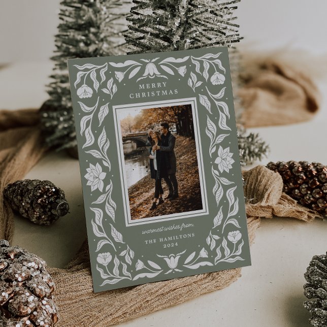 Verziert Holiday Botanisches Foto Weihnachtskarte Feiertagskarte (Von Creator hochgeladen)