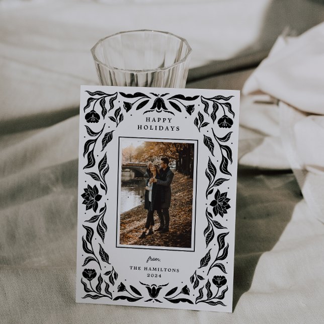 Verziert Holiday Botanisches Foto Weihnachtskarte Feiertagskarte (Von Creator hochgeladen)