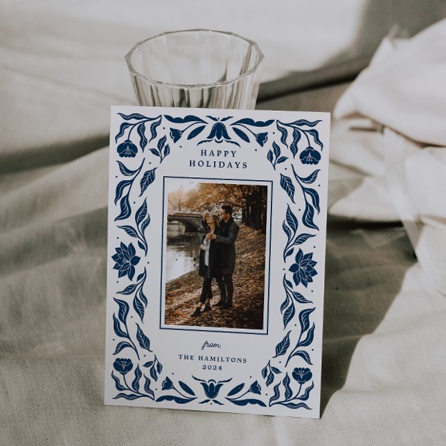 Verziert Holiday Botanisches Foto Weihnachtskarte Feiertagskarte (Von Creator hochgeladen)