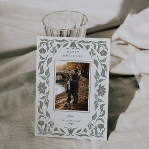 Verziert Holiday Botanisches Foto Weihnachtskarte Feiertagskarte