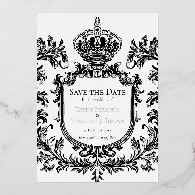 Verziert Laurel & Filigree, Hochzeit, Folieneinladung (Vorderseite)