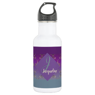 Verziert Lila Aquamarine Monogramm Edelstahlflasche