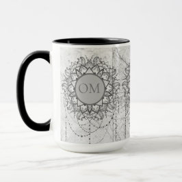 Verziert Lotus OM Mandala auf Silbermarmor Tasse