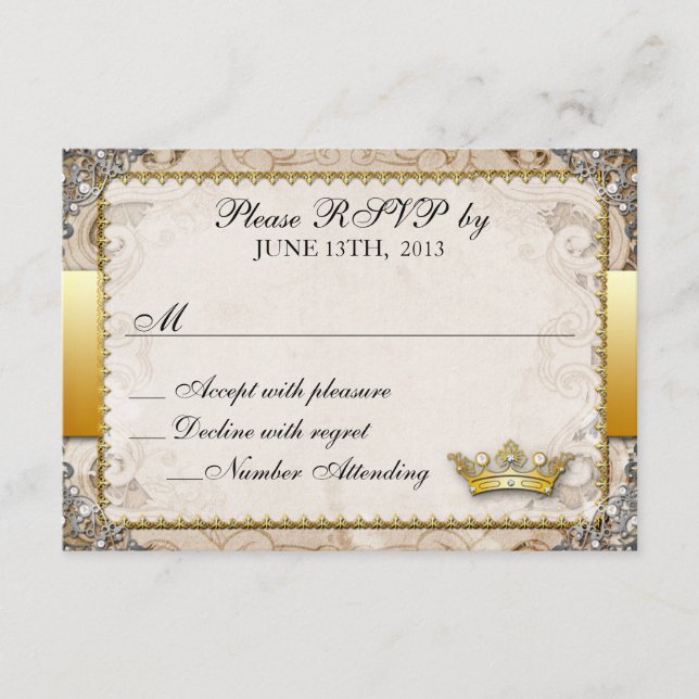 Verziert Mairytale Storybook Wedding RSVP Karte (Vorderseite)