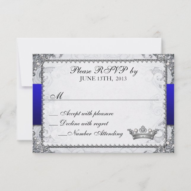 Verziert Märchenbuch Hochzeit RSVP Grau Karte (Vorderseite)