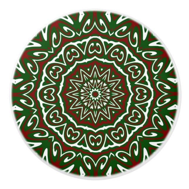 Verziert Maximalist Groovy Christmas Mandala Patte Keramikknauf (Vorderseite)