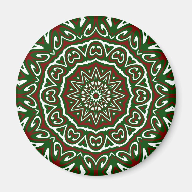 Verziert Maximalist Groovy Christmas Mandala Patte Magnet (Vorne)