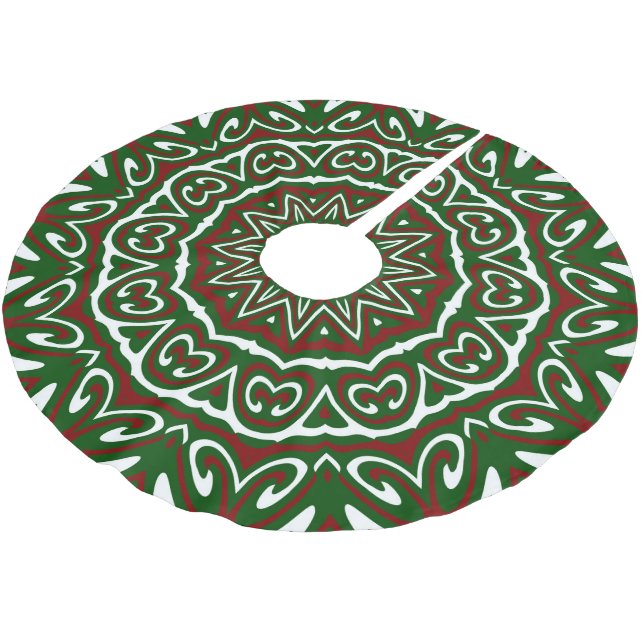 Verziert Maximalist Groovy Christmas Mandala Patte Polyester Weihnachtsbaumdecke (Schrägansicht)