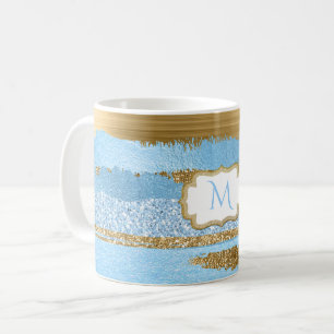 Verziert Moderne Mit Monogramm Tasse in Blau und G