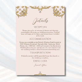 Verziert Pink Pearl Vintage Hochzeit Details Begleitkarte