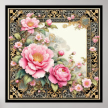Verziert Pink Peony in extravagantem Chinoiserie R