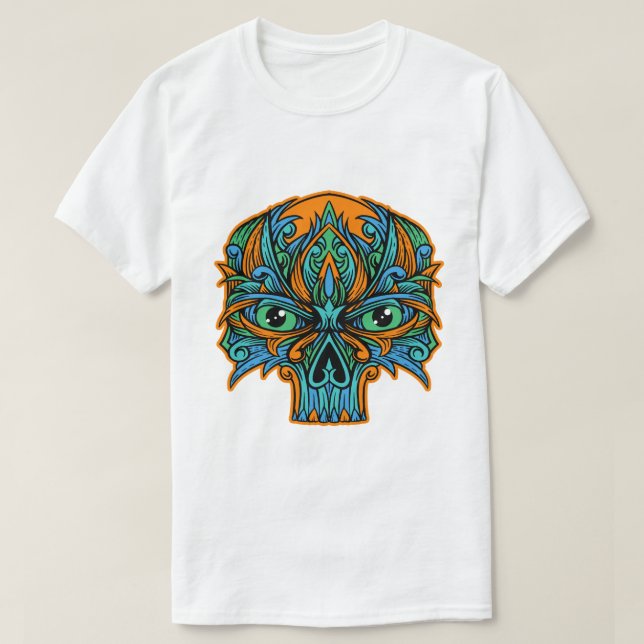Verziert Psychedelic Skull T-Shirt (Design vorne)