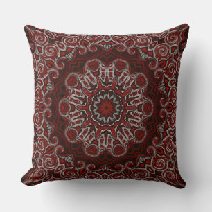 Verziert Red Bohemisch Mandala Throw Kissen
