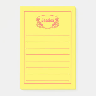 Verziert Red Gerahmt Namplate Graphic Post-it Klebezettel