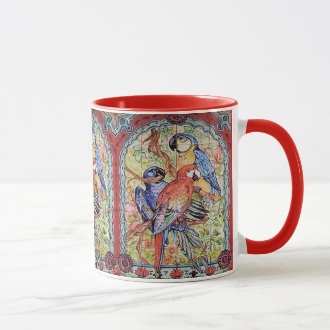 Verziert Red Scarlet Hyacinth Blue Macaw Parrot Ta Tasse (Rechts)
