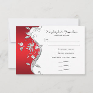 Verziert Red White Silver Blume UAWG RSVP Karte