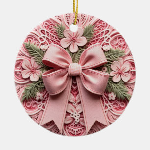 Verziert-rosa-Schnürsenkel Keramik Ornament