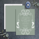 Verziert Sage Green Floral Line Art Monogram Weddi Einladung<br><div class="desc">Die verzierte Blütengrün-Blütenleine-Monografie-Einladung! Diese wunderschön gestaltete Einladung besticht durch ein Jugendstil mit verzierten Rahmen- und Monogramminitialen. Die Einladung ist der perfekte Weg, um den Ton für Ihren großen Tag Set. Ihr Hochzeitstag ist einer der wichtigsten Tage Ihres Lebens, also stellen Sie sicher, dass Ihre Einladungen den Anlass widerspiegeln. Mit seinem...</div>