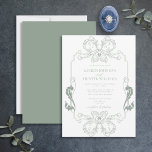 Verziert Sage Green Floral Line Art Monogram Weddi Einladung<br><div class="desc">Einweihung unserer verzierten Salbei-Blütenleine Art Monogramm Hochzeitseinladung! Diese wunderschön gestaltete Einladung besticht durch ein Jugendstil mit verzierten Rahmen- und Monogramminitialen. Die Einladung ist der perfekte Weg, um den Ton für Ihren großen Tag Set. Ihr Hochzeitstag ist einer der wichtigsten Tage Ihres Lebens, also stellen Sie sicher, dass Ihre Einladungen den...</div>