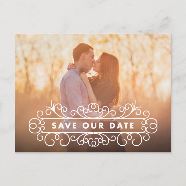Verziert | Save the Date Postkarte (Vorderseite)