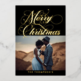 Verziert Schwarzes Gold Weihnachtsfoil Weihnachtsk Folien Feiertagskarte