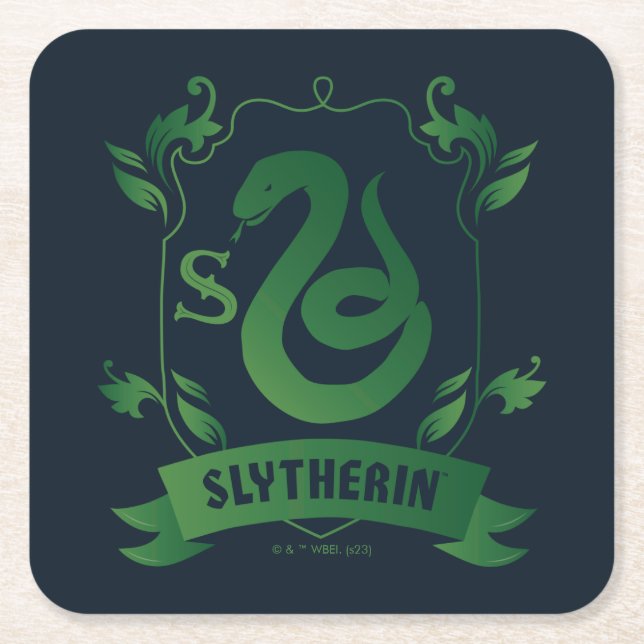 Verziert SLYTHERIN™-Wappen Rechteckiger Pappuntersetzer (Vorderseite)