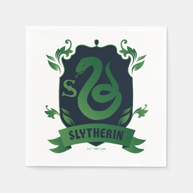 Verziert SLYTHERIN™-Wappen Serviette (Vorderseite)