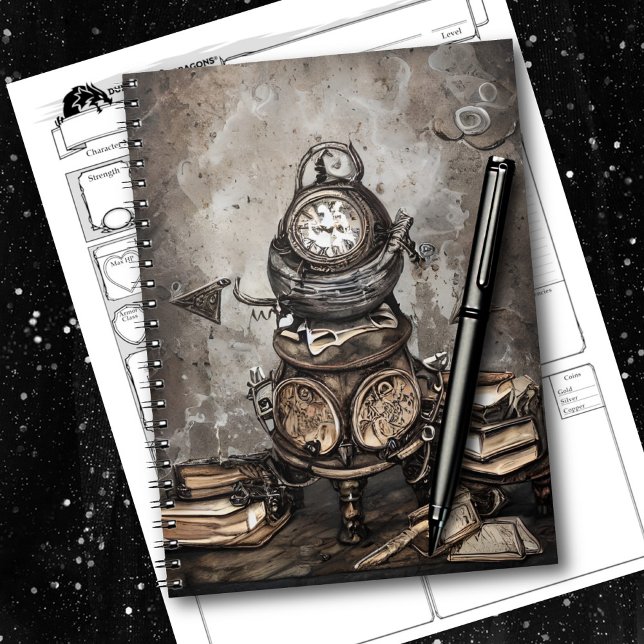Verziert Steampunk Cauldron | Zauberbücher und Uhr Notizblock (Von Creator hochgeladen)