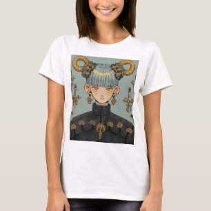 Verziert Steampunk Fantasy Anime Girl T-Shirt