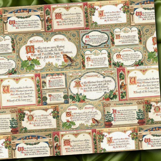 Verziert Vintage Weihnachtsgrüße Collage Seidenpapier (Von Creator hochgeladen)
