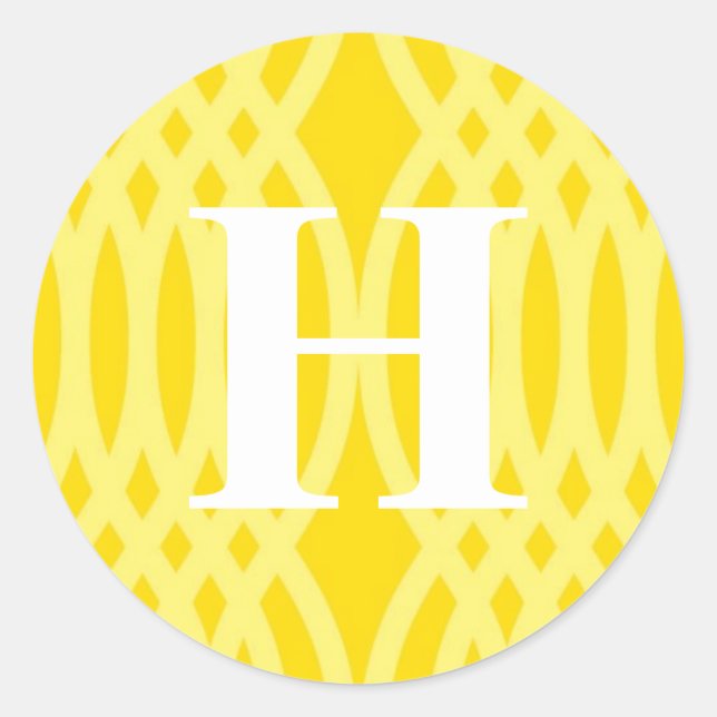 Verziert Woven Monogramm - Buchstabe H Runder Aufkleber (Vorderseite)