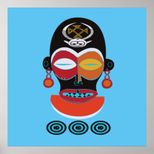 Verzierte Afrikanische Farbenmaske Poster