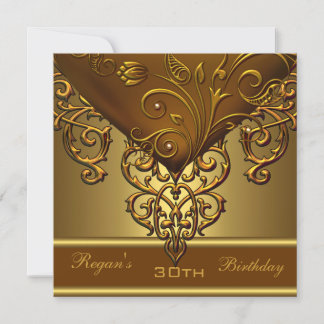 Verzierte alte Goldbronze 30. Elegante Geburtstag Einladung