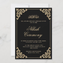 Verzierte Barock Gold Frame Black Nikah Wedding